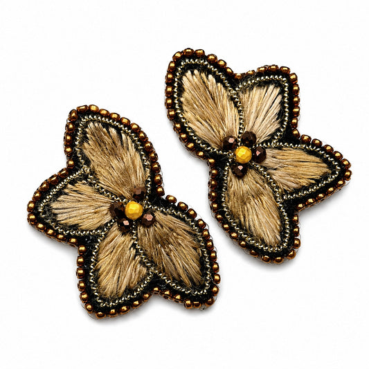 Aro Ricamo flor seda dorado