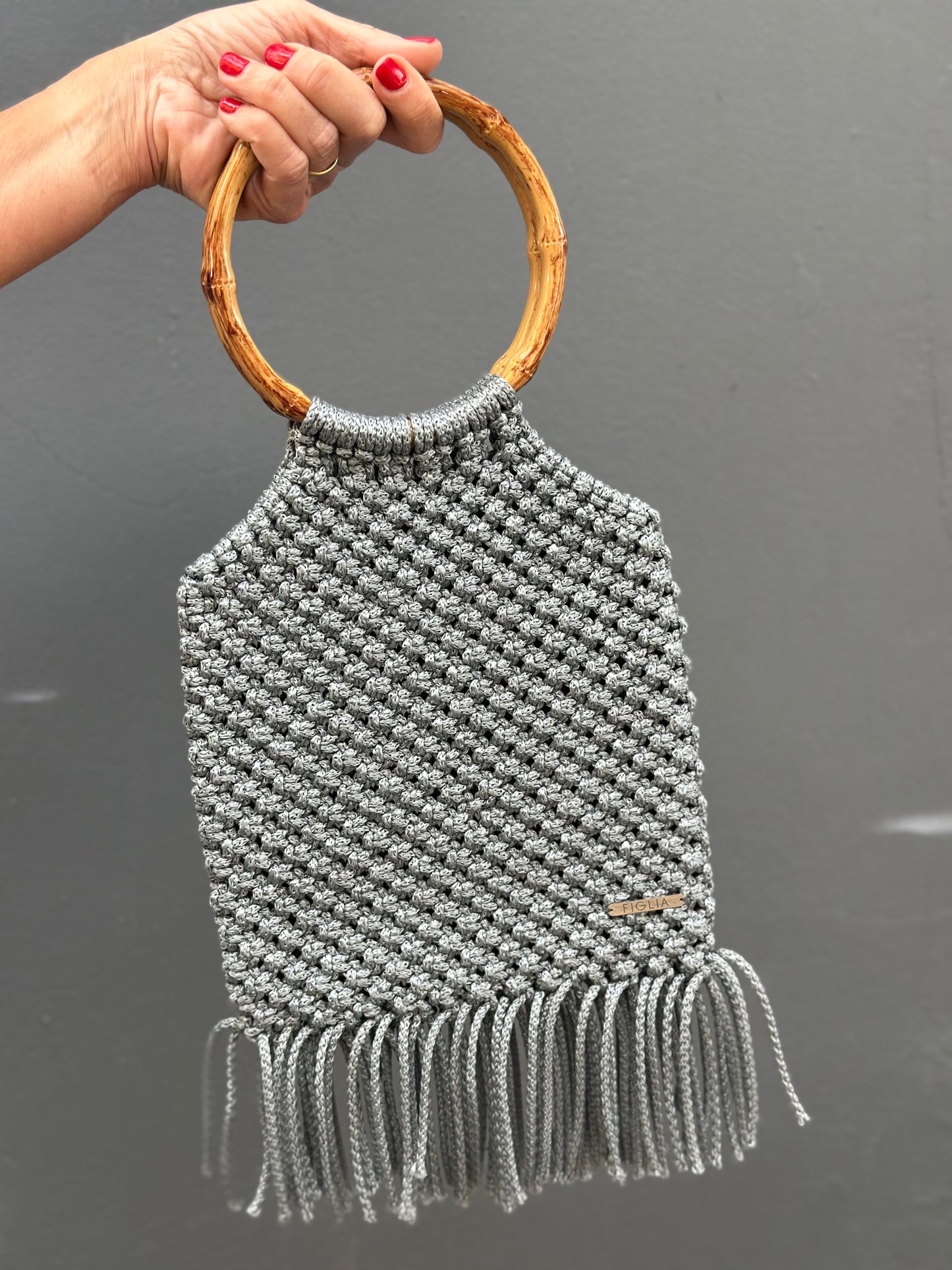 Cartera Maniglia gris flecos