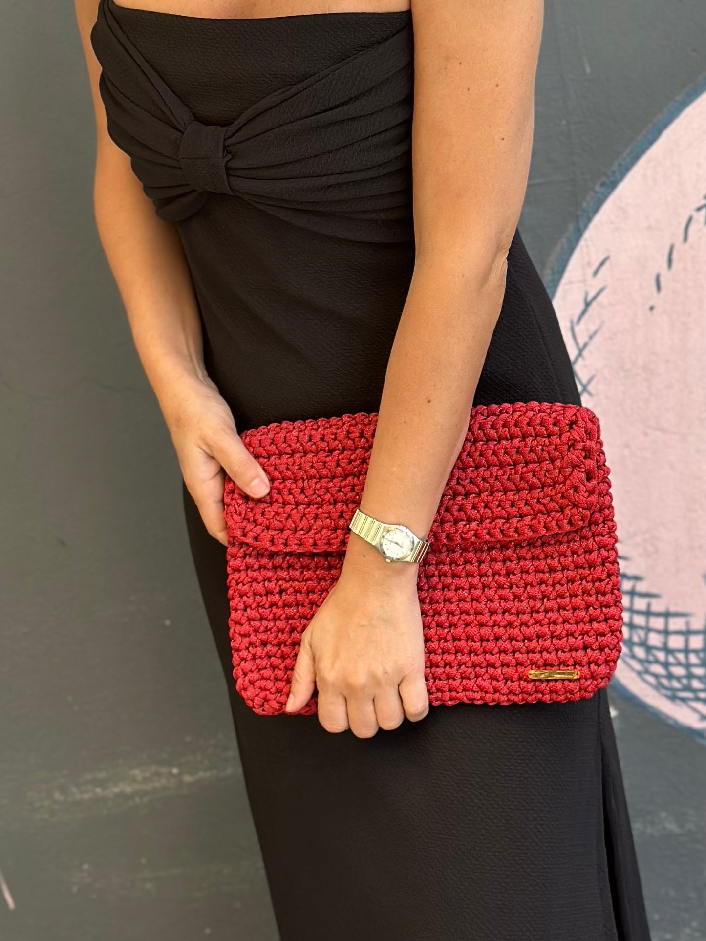 Cartera Sienna rojo brillo