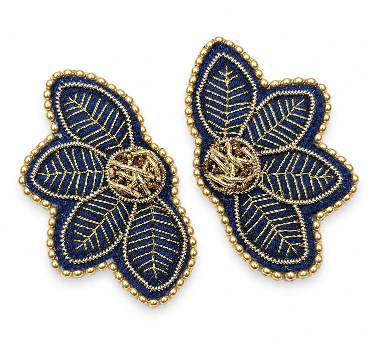 Aro Ricamo hojas azul oro