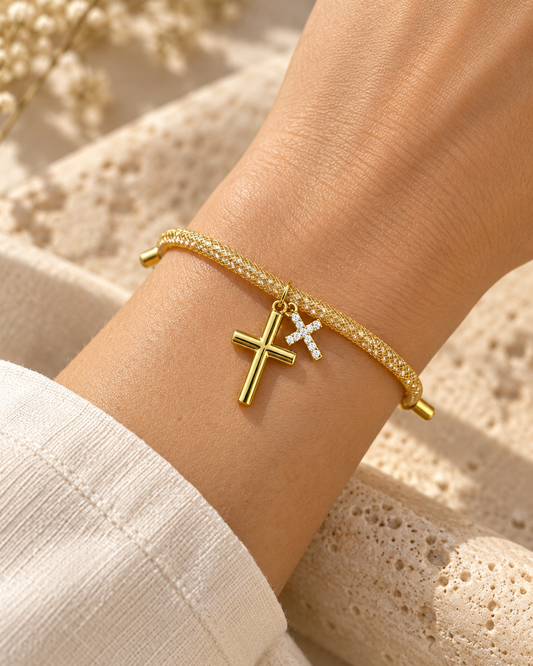 Pulsera Luce Doppia Croce oro