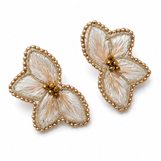 Aro Ricamo flor seda dorado