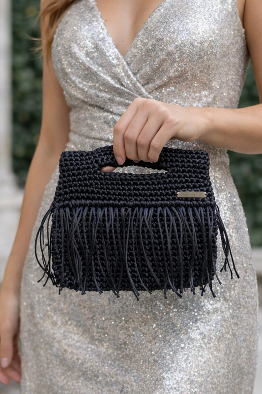 Cartera Frange negra (a pedido)