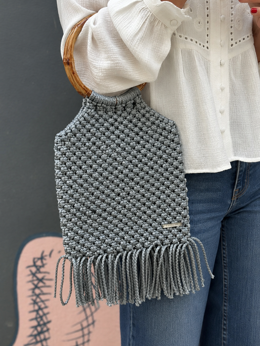 Cartera Maniglia gris flecos