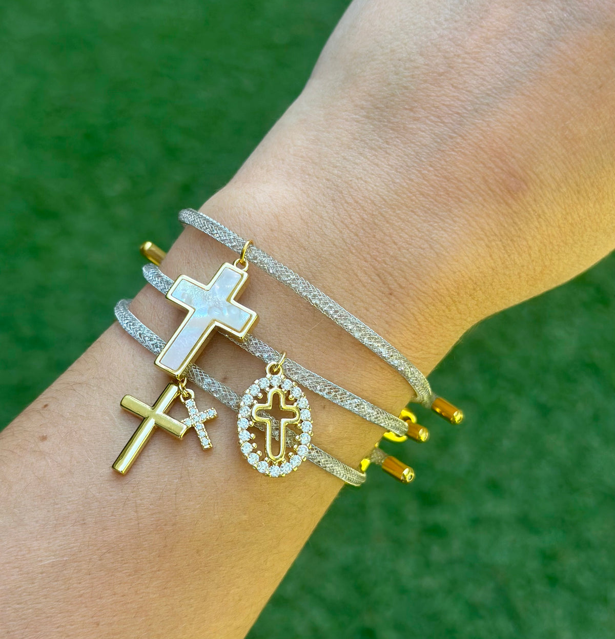 Pulsera Luce Doppia Croce plateada