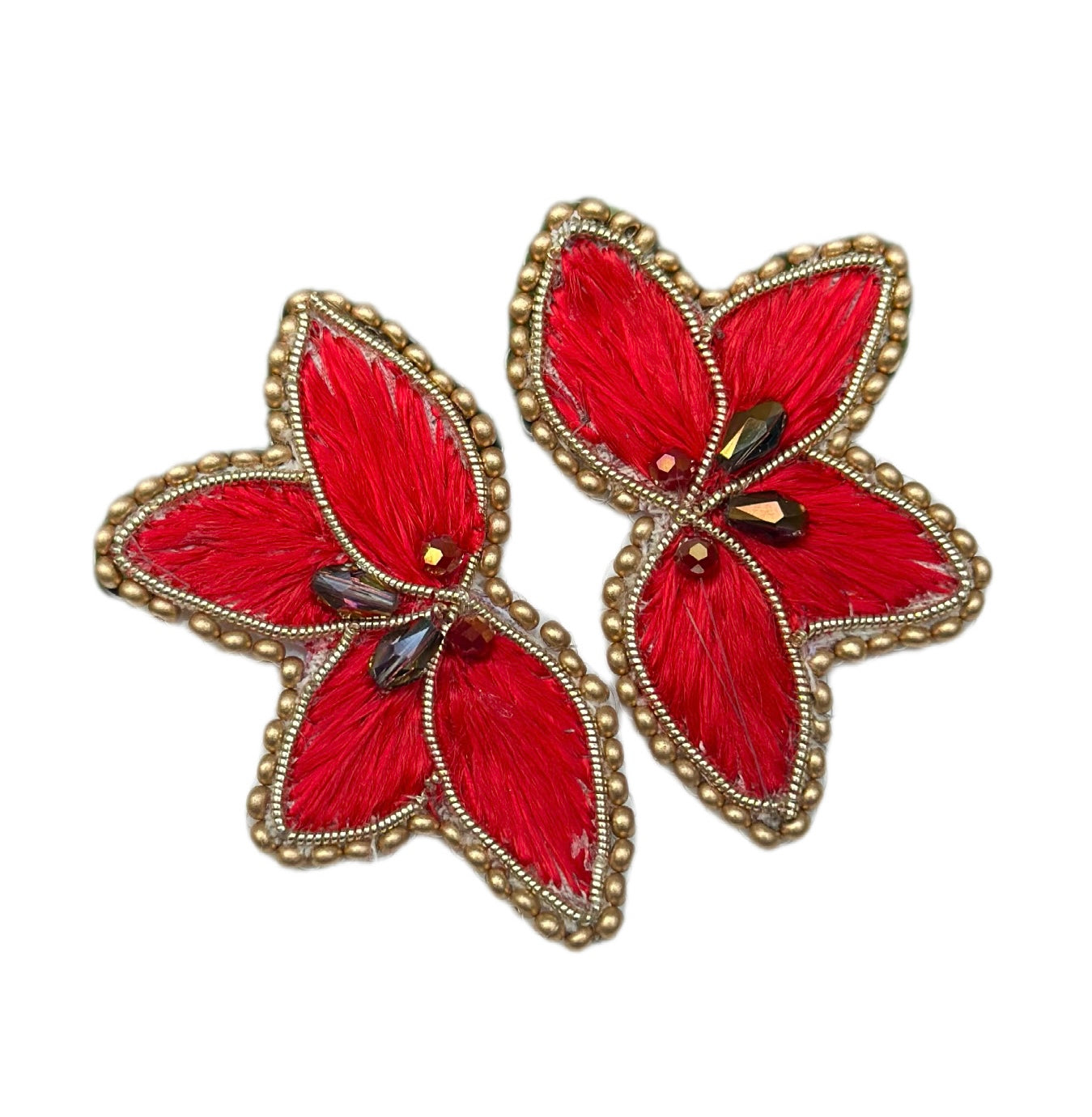 Aro Ricamo flor seda roja 1 (a pedido)