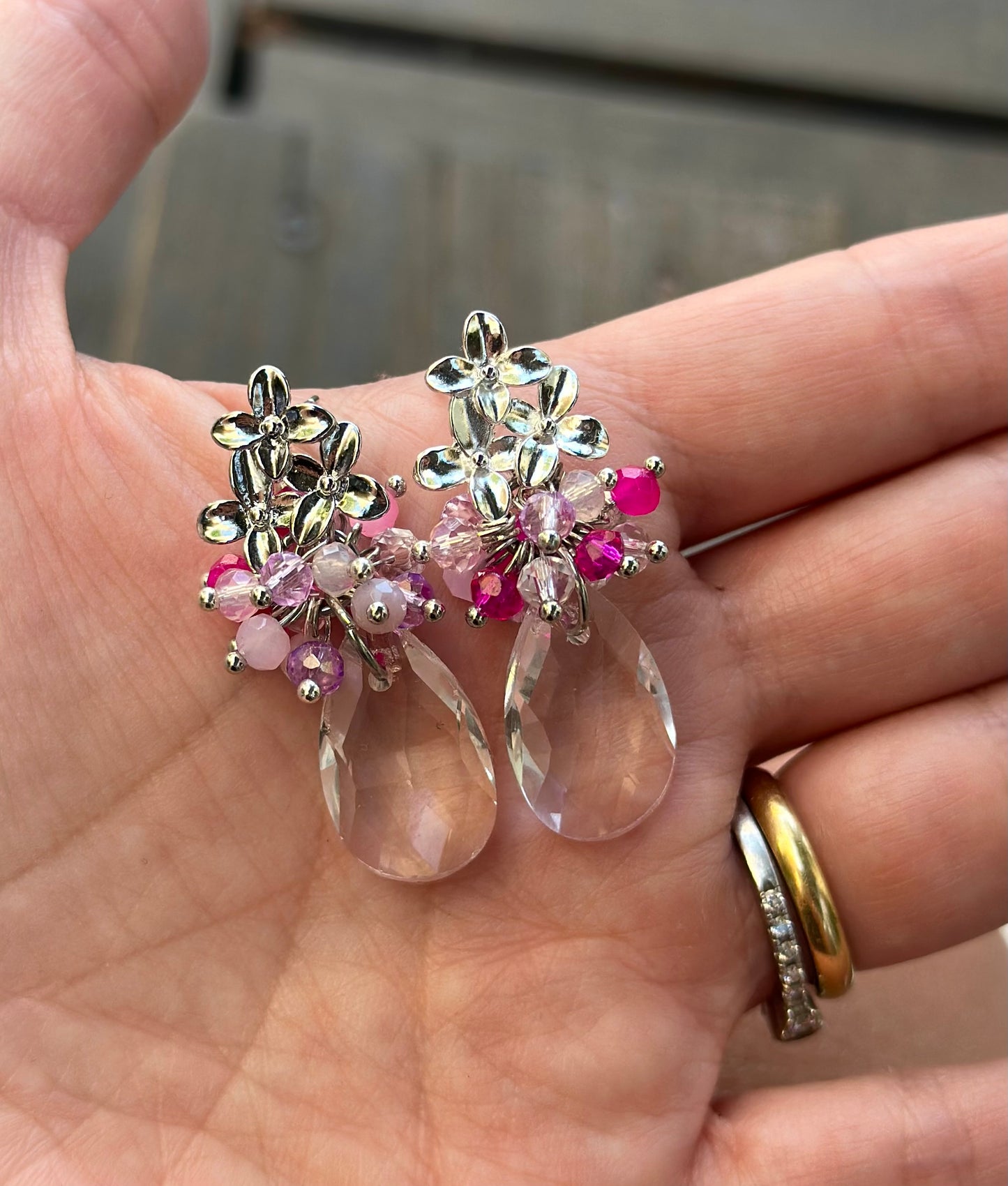 Aro Stella racimo rosa/lila