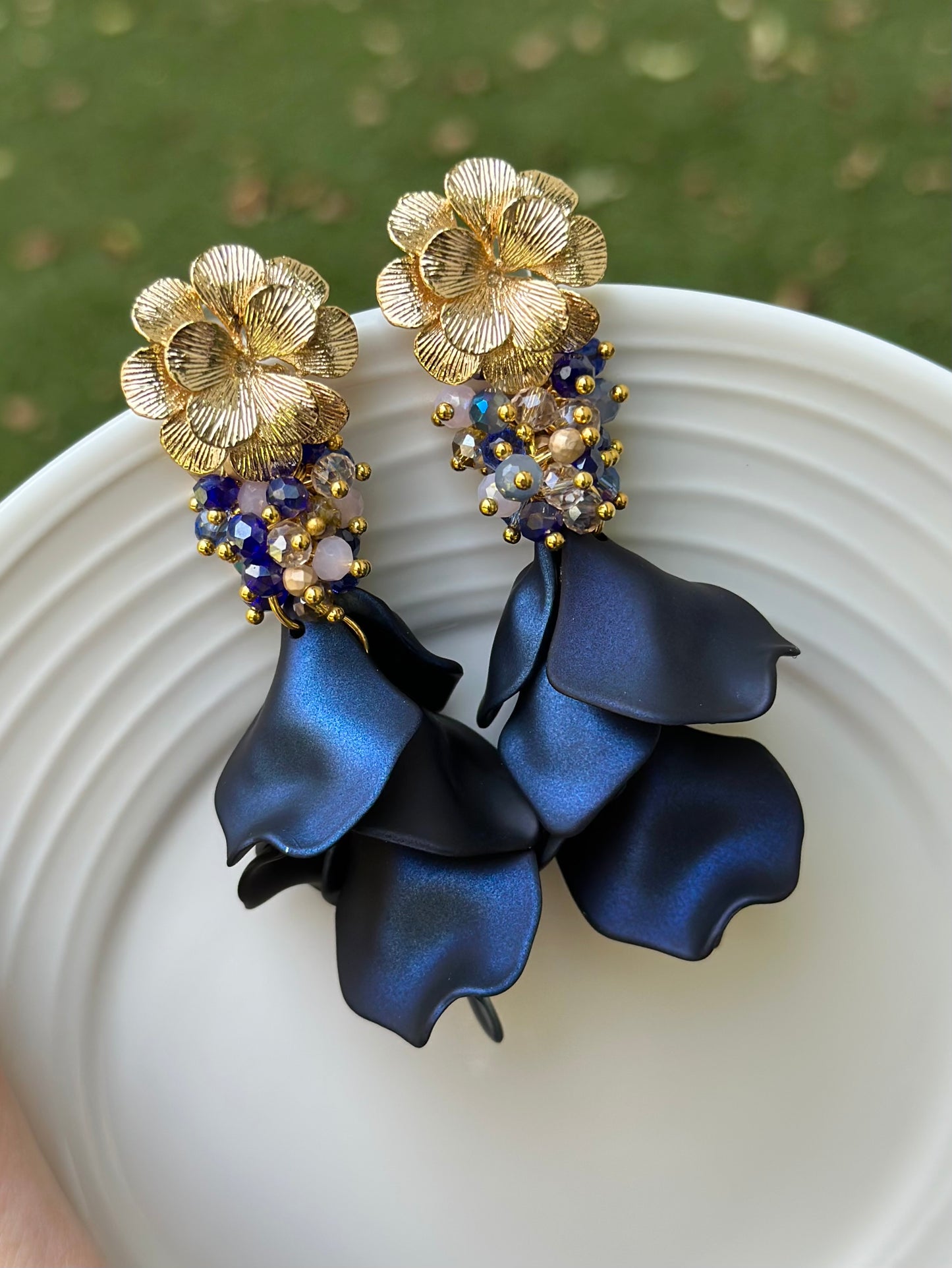 Aro Petali azul marino dorado
