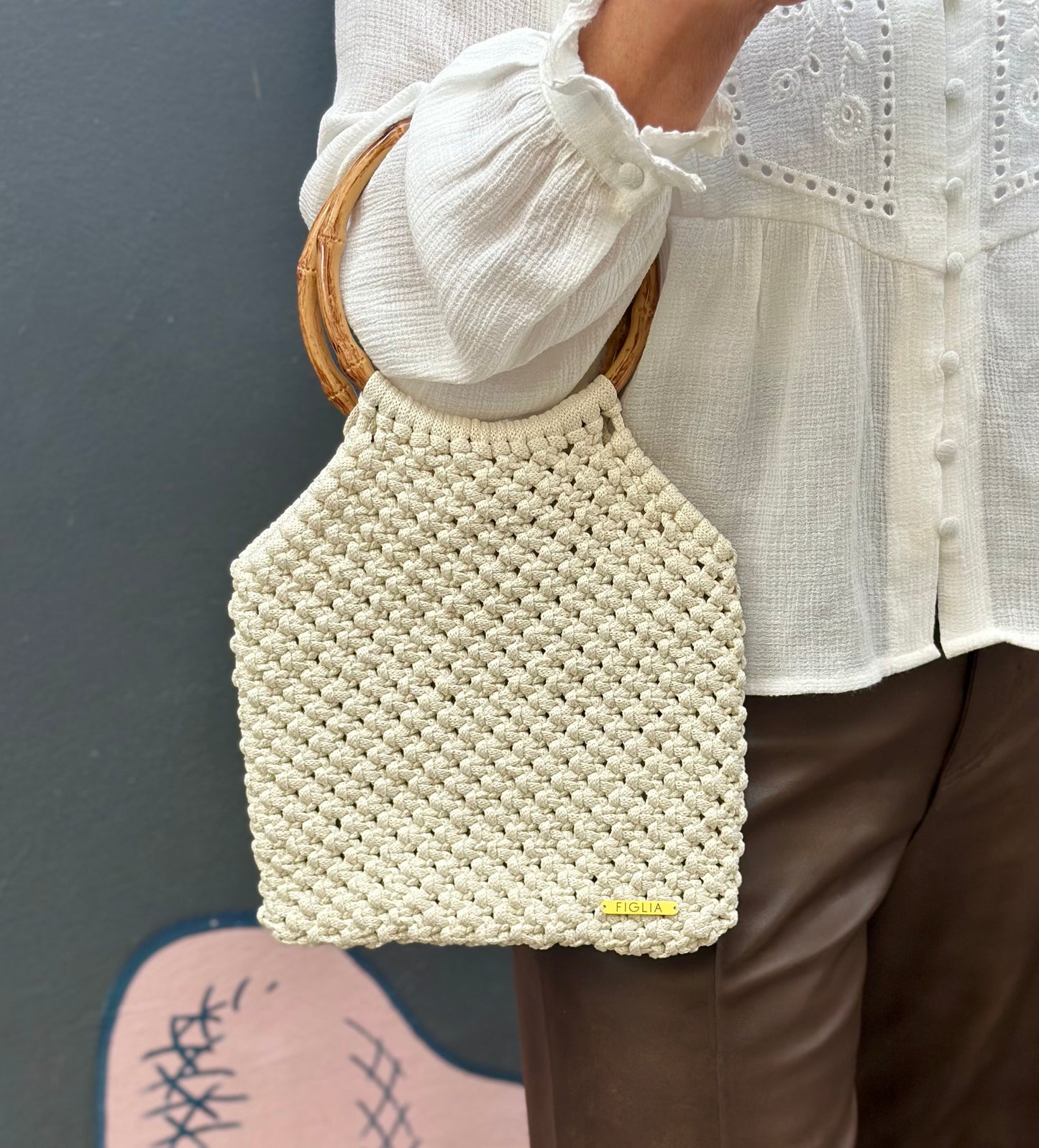 Cartera Maniglia crema