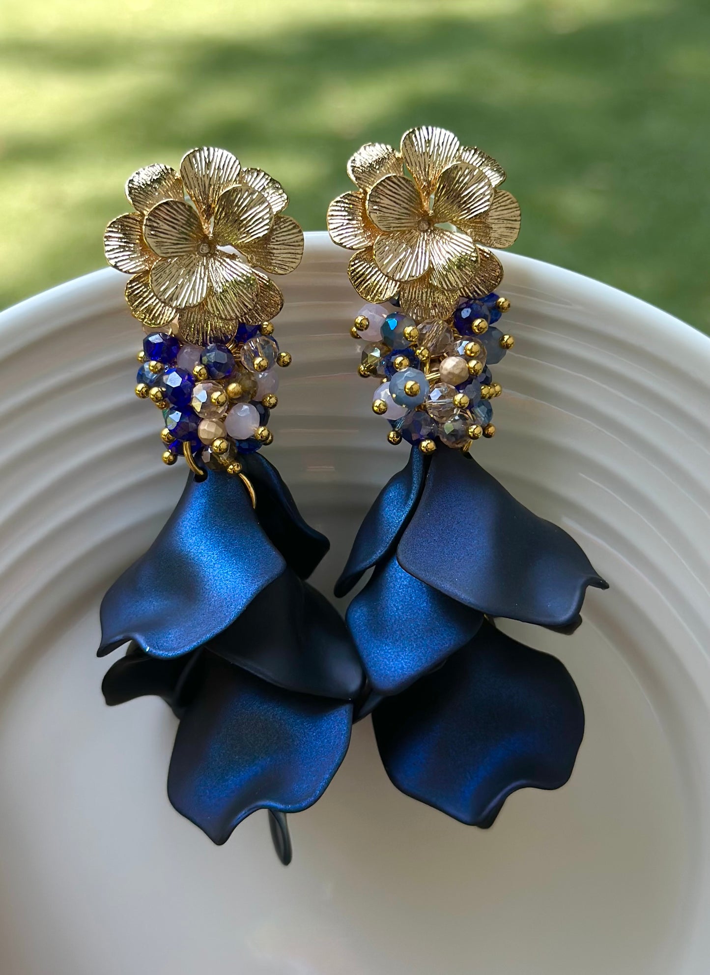 Aro Petali azul marino dorado