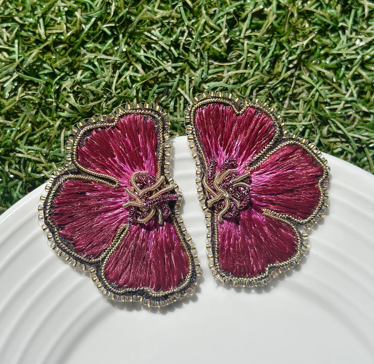 Aro Ricamo Magenta y Fucsia