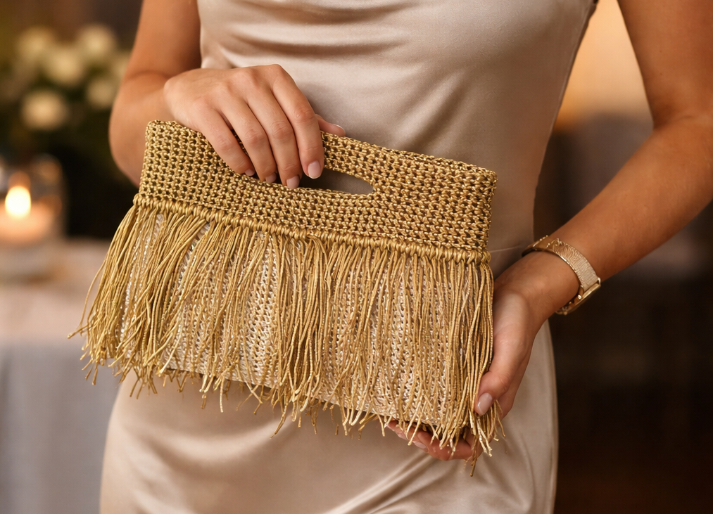 Cartera Frange dorada (a pedido)