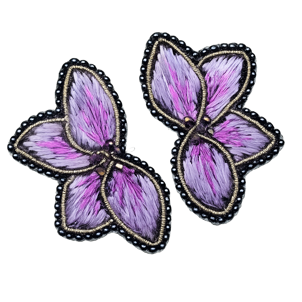 Aro Ricamo flor seda morado/lila