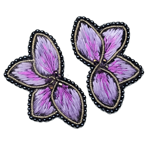 Aro Ricamo flor seda morado/lila