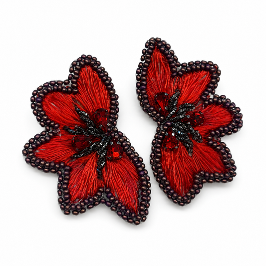 Aro Ricamo flor roja 2