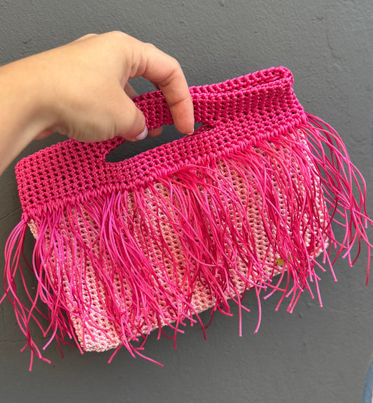 Cartera Frange fucsia y rosa