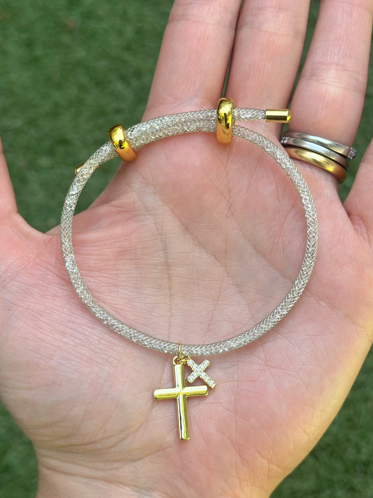 Pulsera Luce Doppia Croce plateada