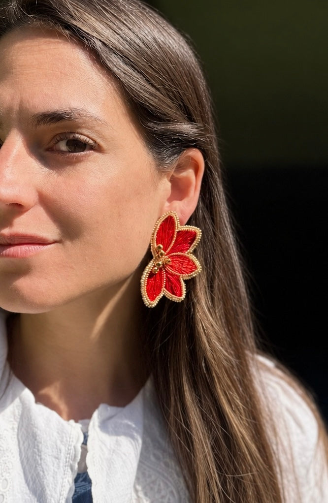 Aro Ricamo maxi flor roja